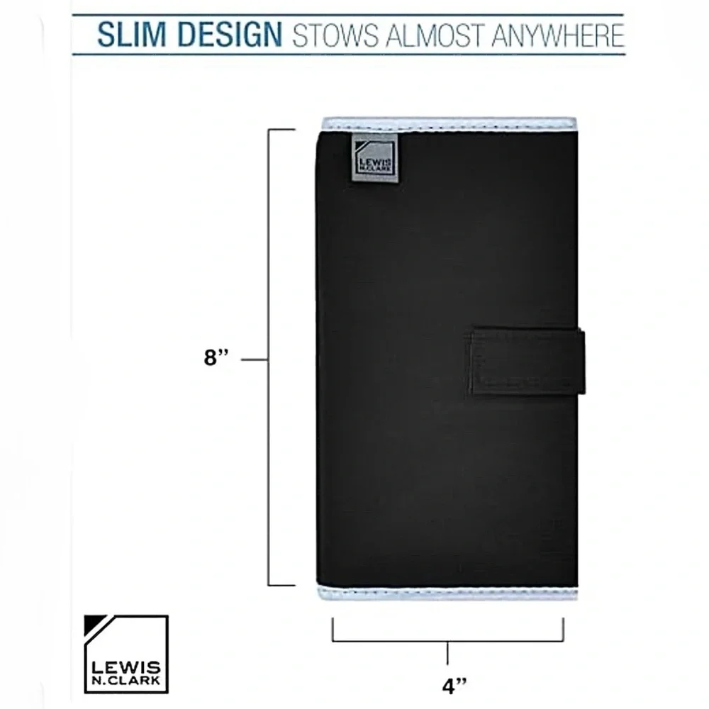Lewis N Clark Black & Gray Deluxe Accessory / Pill Organizer AM/PM 16 Pouches